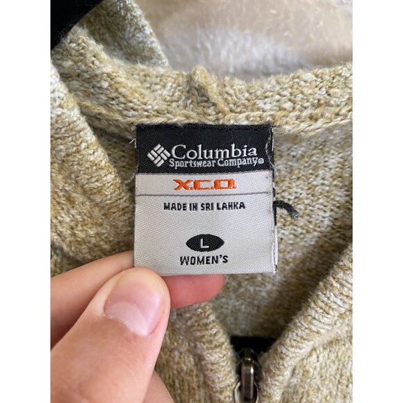 Columbia Womens XCO Knit Full-Zip Hooded Sweater L Tan Heathered Warm Casual - Picture 3 of 6